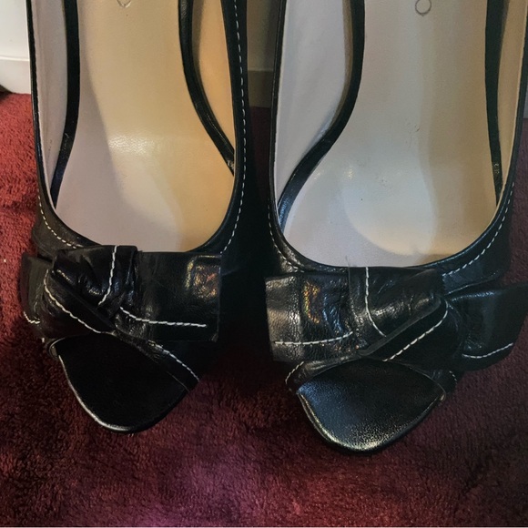 FRANCO SARTO BLACK OPEN TOE PUMP HEEL SZ 7.5 LEATHER - Picture 13 of 15